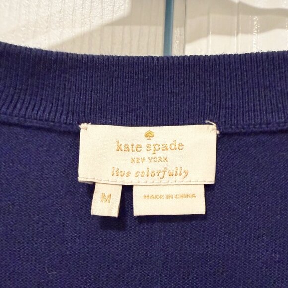 Kate Spade Navy Blue Pearl Cardigan Size Medium - Picture 5 of 5